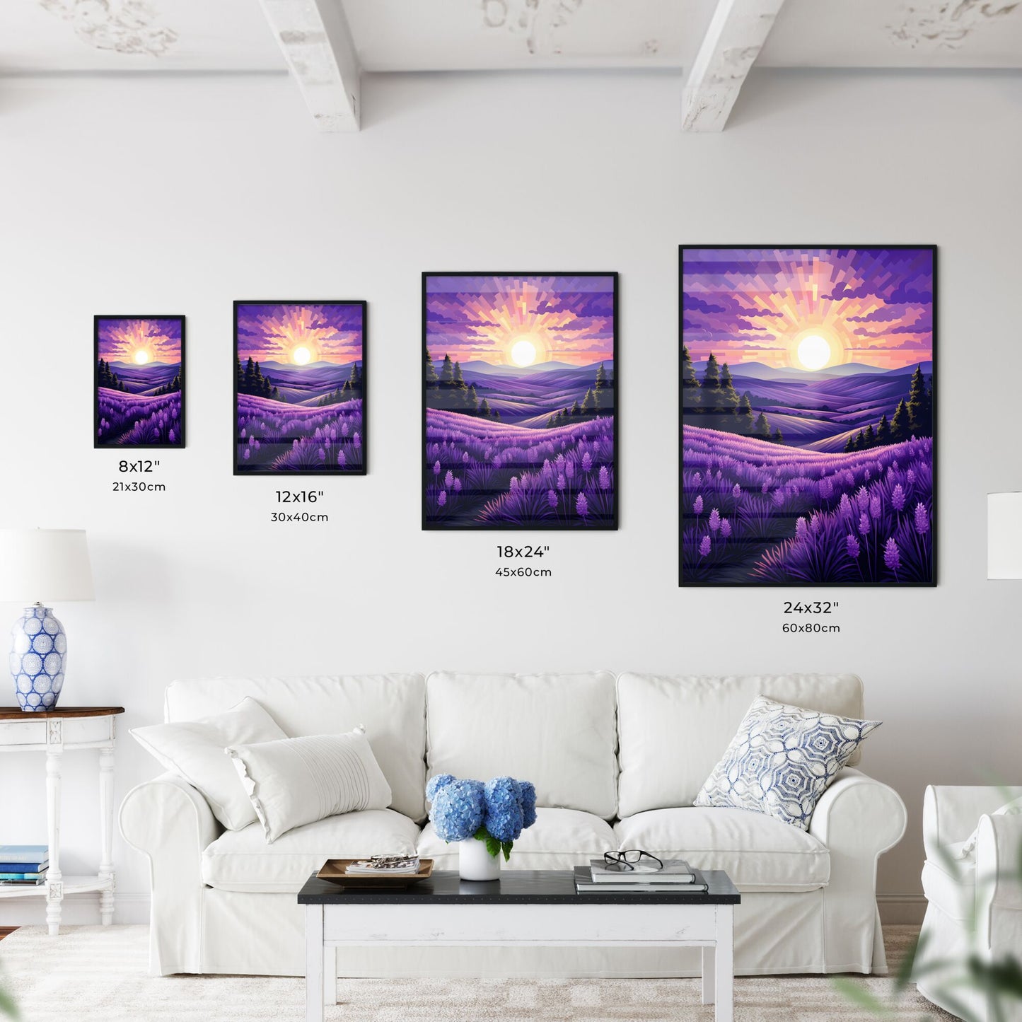 Landscape With Trees And A Field Of Lavender Art Print Default Title