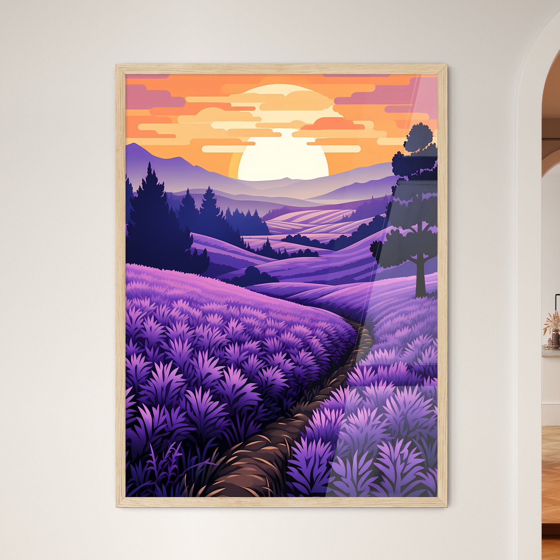 Landscape With A Path In A Field Of Lavender Art Print Default Title