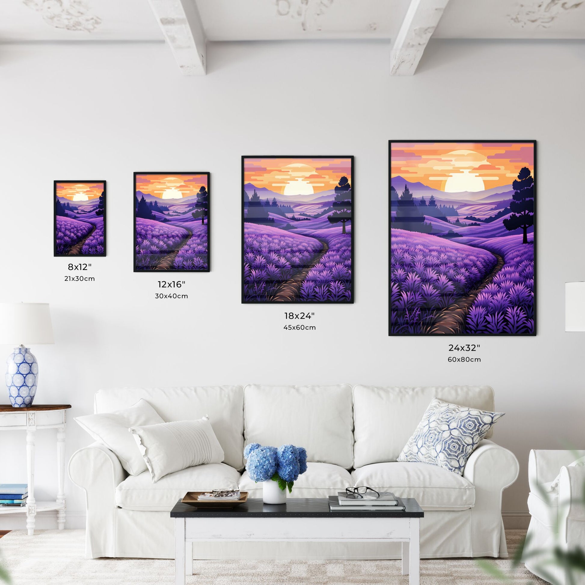 Landscape With A Path In A Field Of Lavender Art Print Default Title
