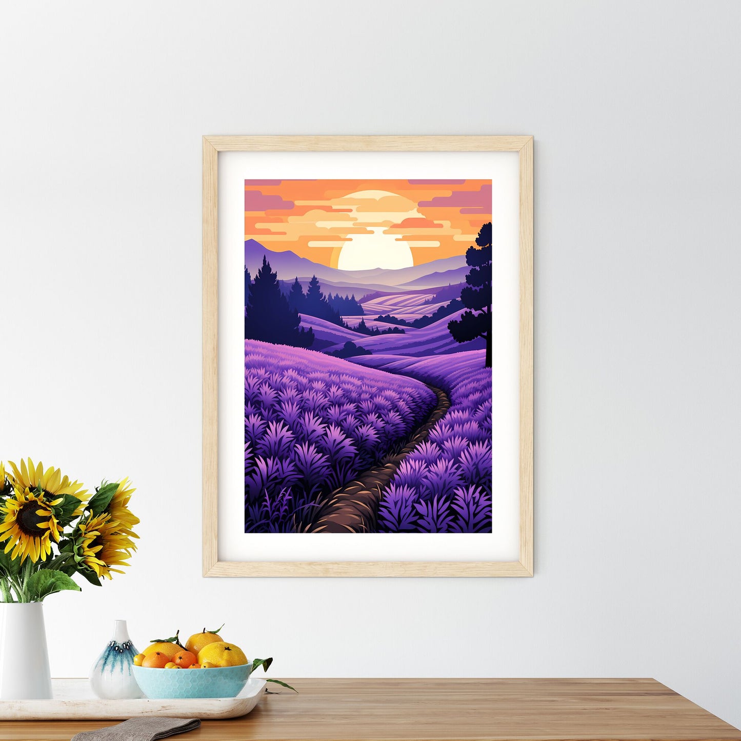 Landscape With A Path In A Field Of Lavender Art Print Default Title