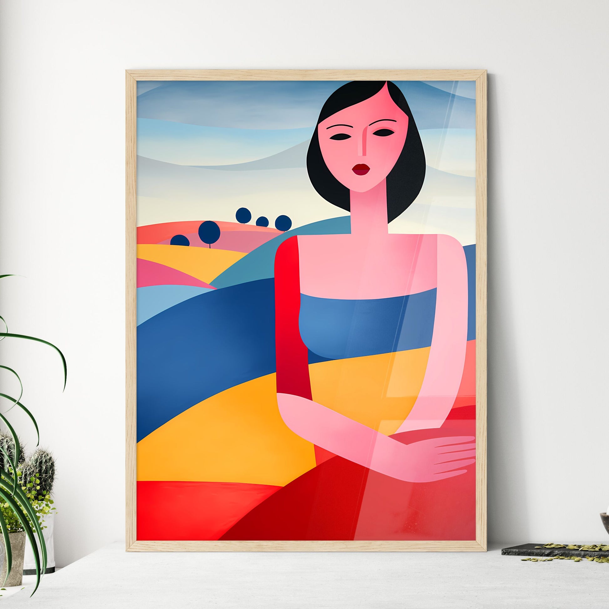 Painting Of A Woman In A Colorful Dress Art  - Framed Art Print