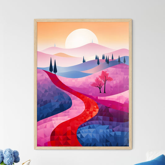 Colorful Landscape With Trees And A Road Art - Framed Art Print