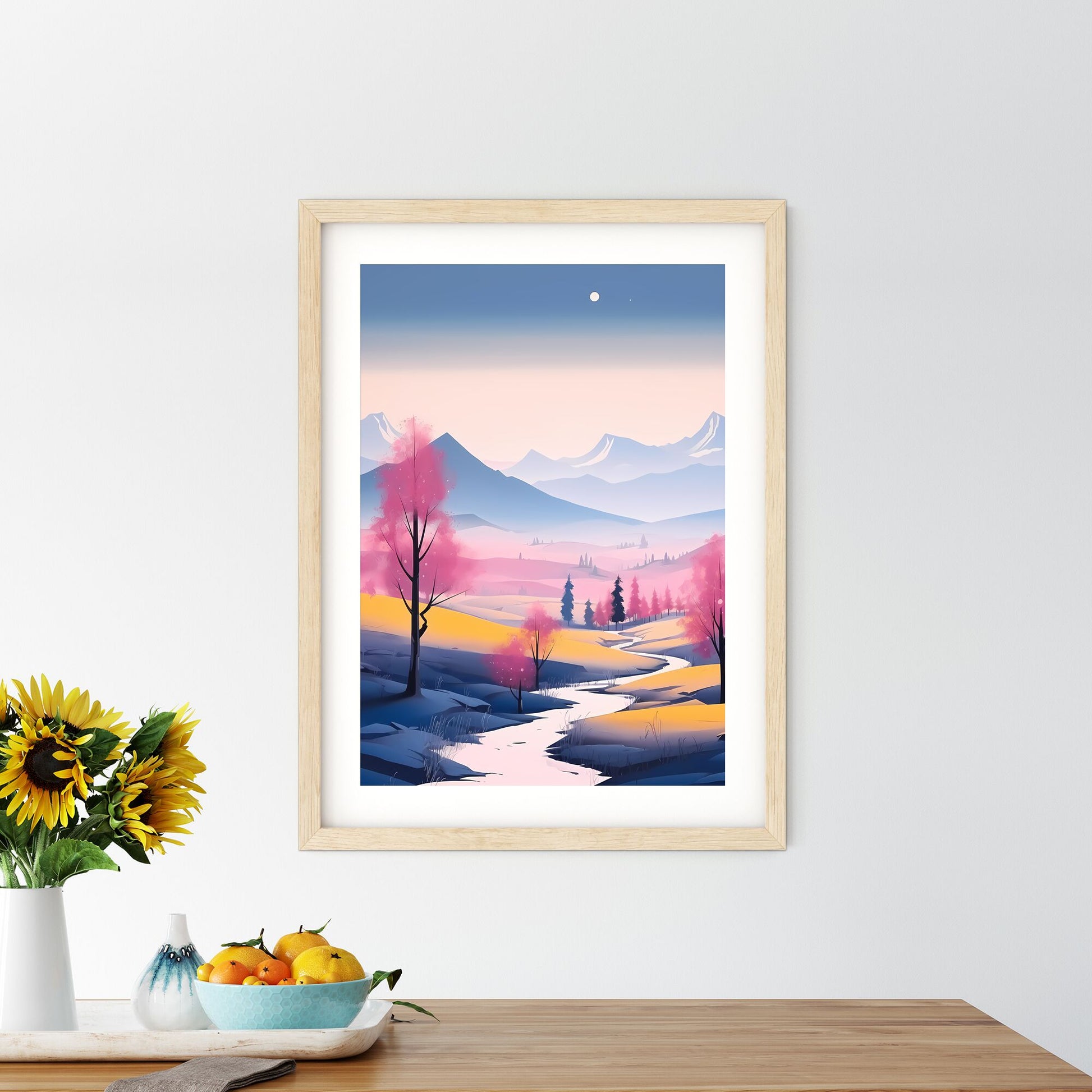 Landscape With Trees And Mountains Art Print Default Title