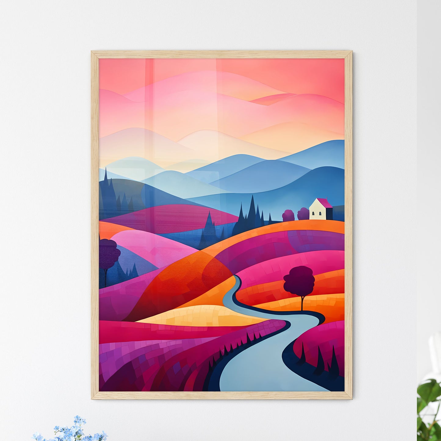 Painting Of A Landscape With Hills And Trees Art Print Default Title