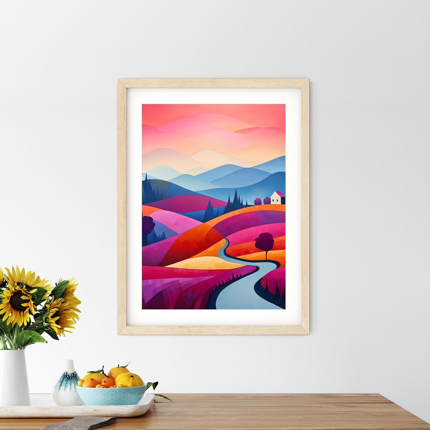 Painting Of A Landscape With Hills And Trees Art Print Default Title