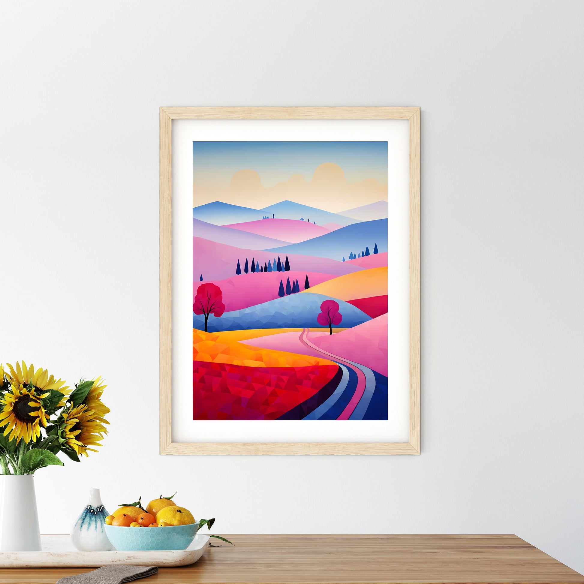 Landscape With Trees And Hills Art Print Default Title