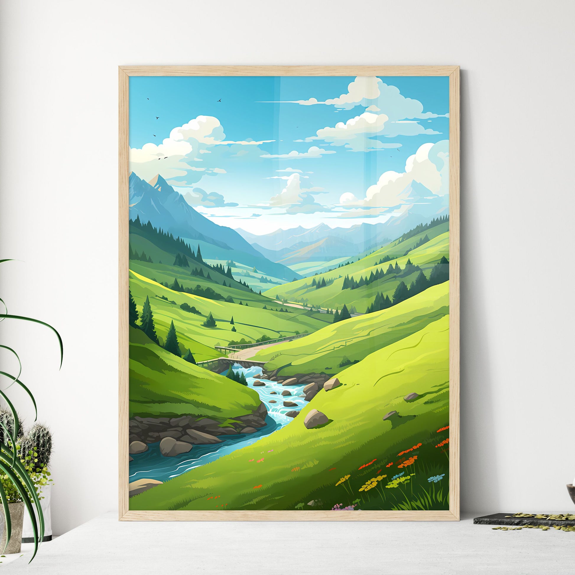 River Running Through A Valley Art Print Default Title