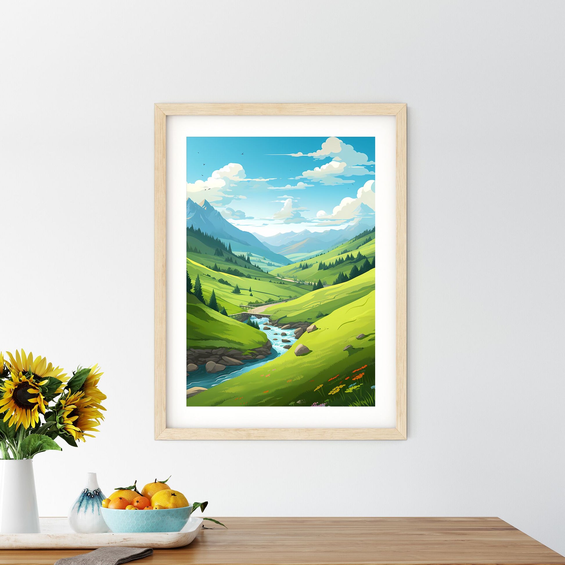 River Running Through A Valley Art Print Default Title