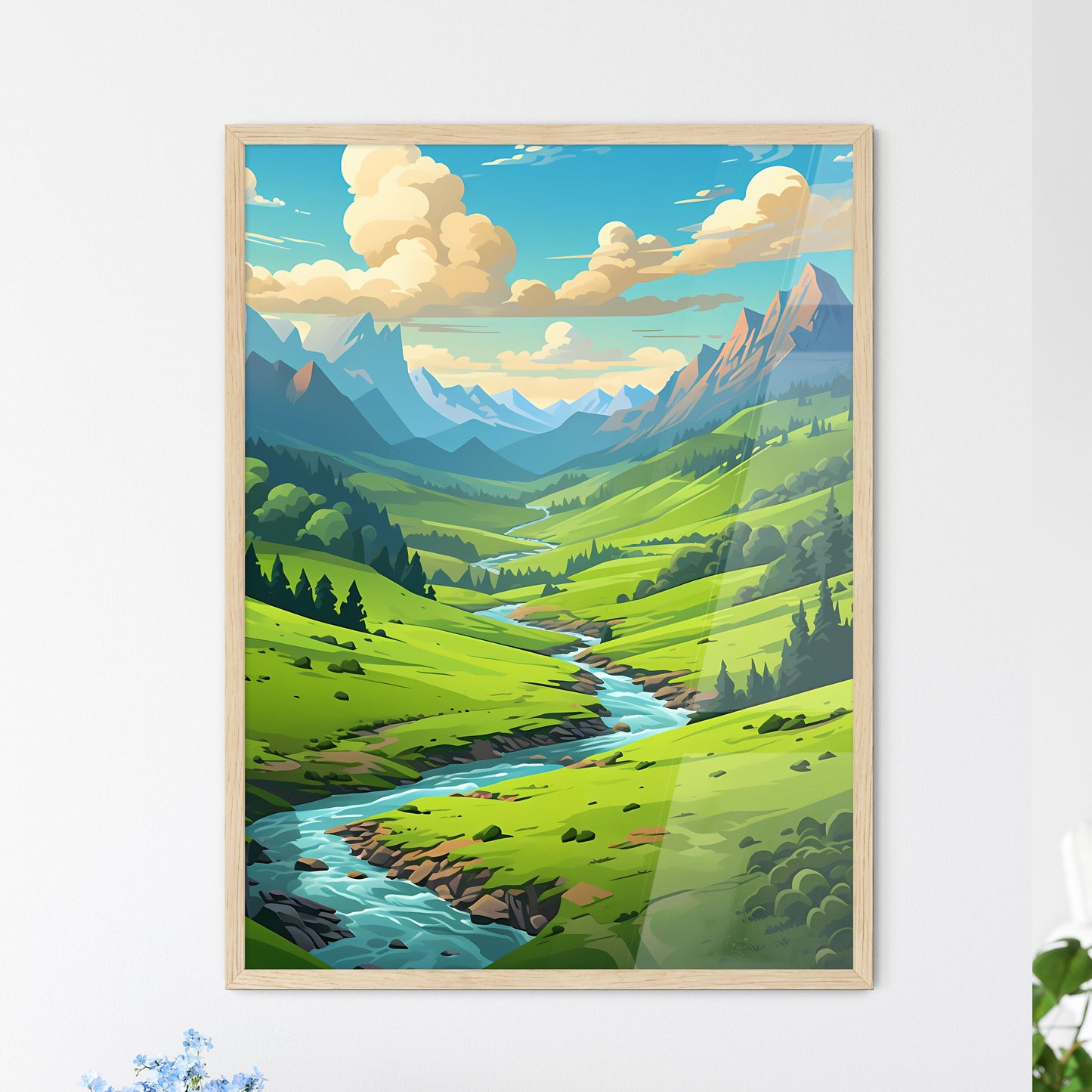 River Running Through A Valley Art Print Default Title