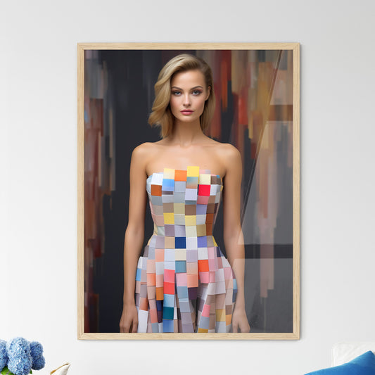 Woman In A Dress Made Of Squares Art Print Default Title