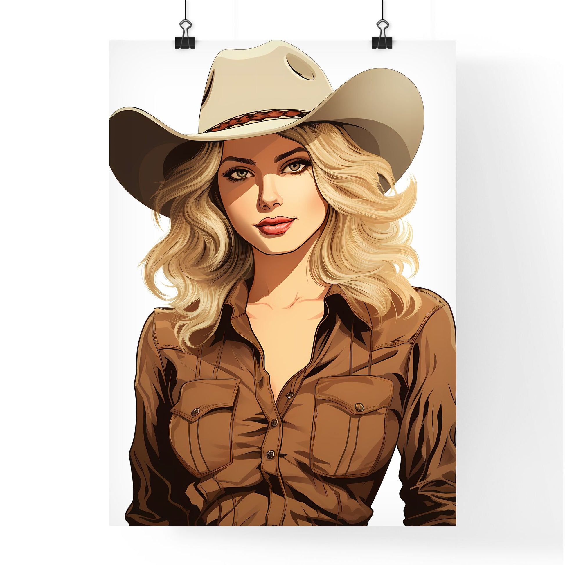 Woman Wearing A Cowboy Hat Art Print Default Title