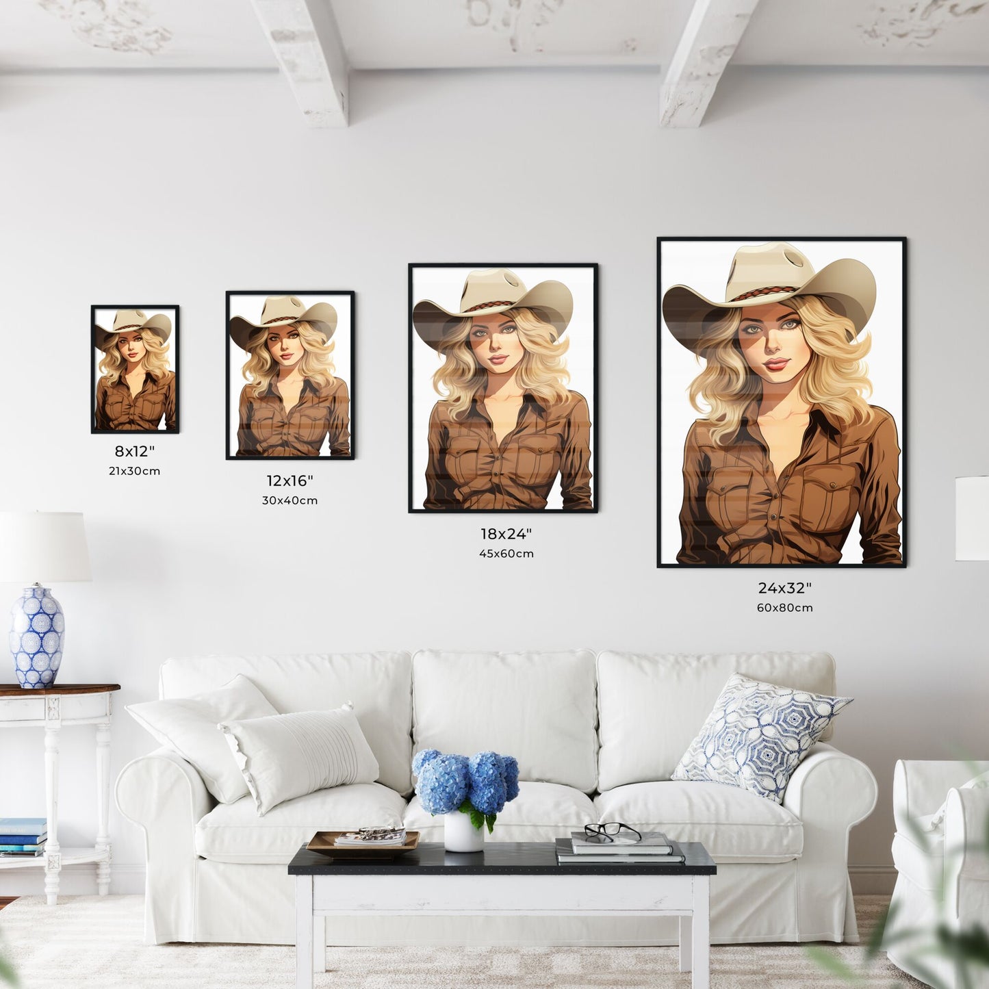 Woman Wearing A Cowboy Hat Art Print Default Title