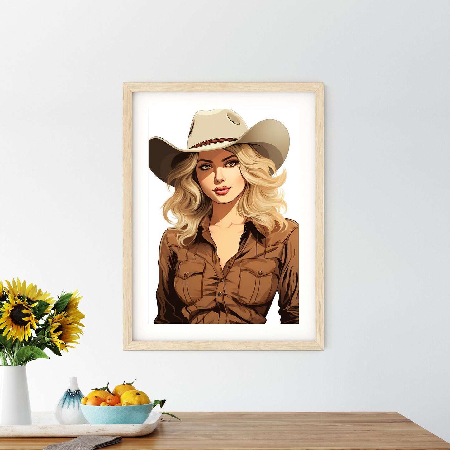 Woman Wearing A Cowboy Hat Art Print Default Title