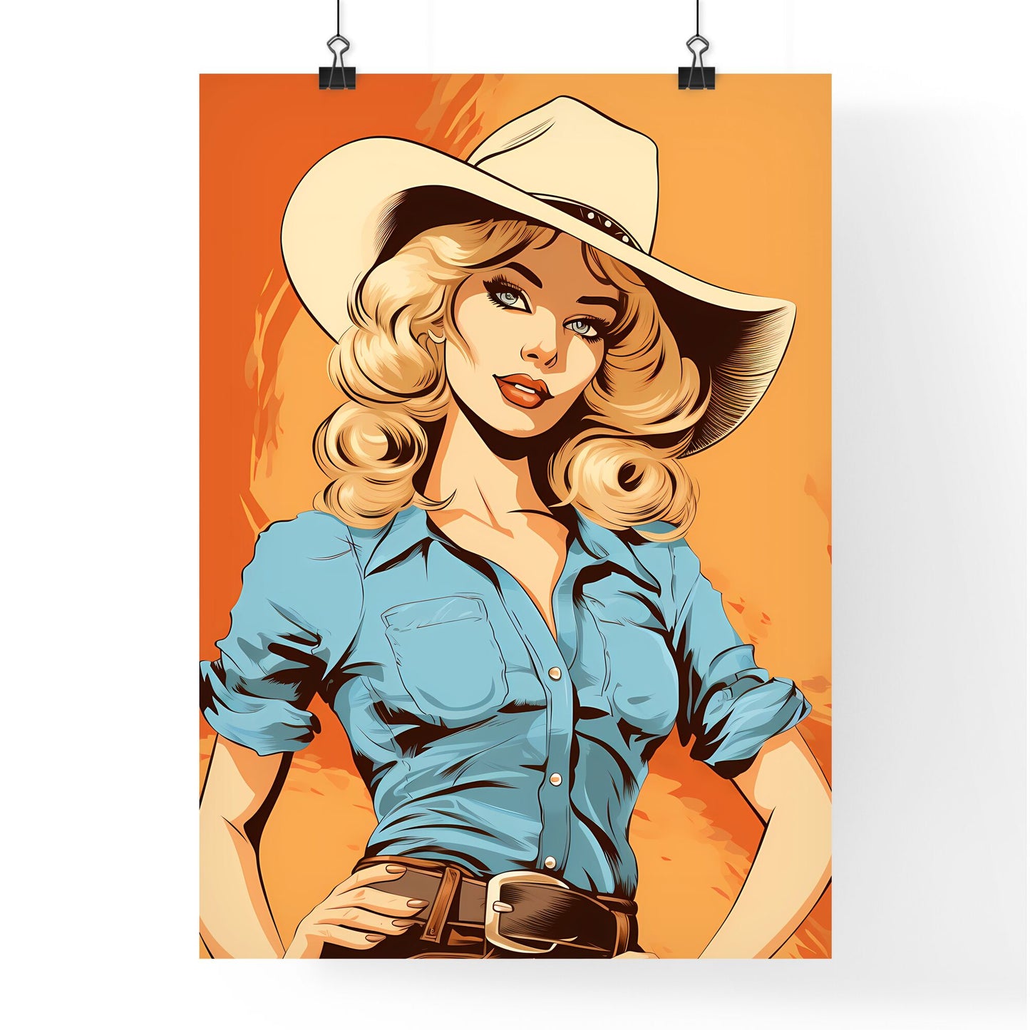 Woman Wearing A Cowboy Hat Art Print Default Title