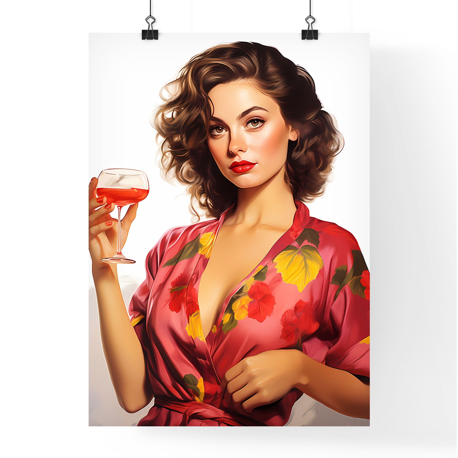 Woman Holding A Glass Of Wine Art Print Default Title