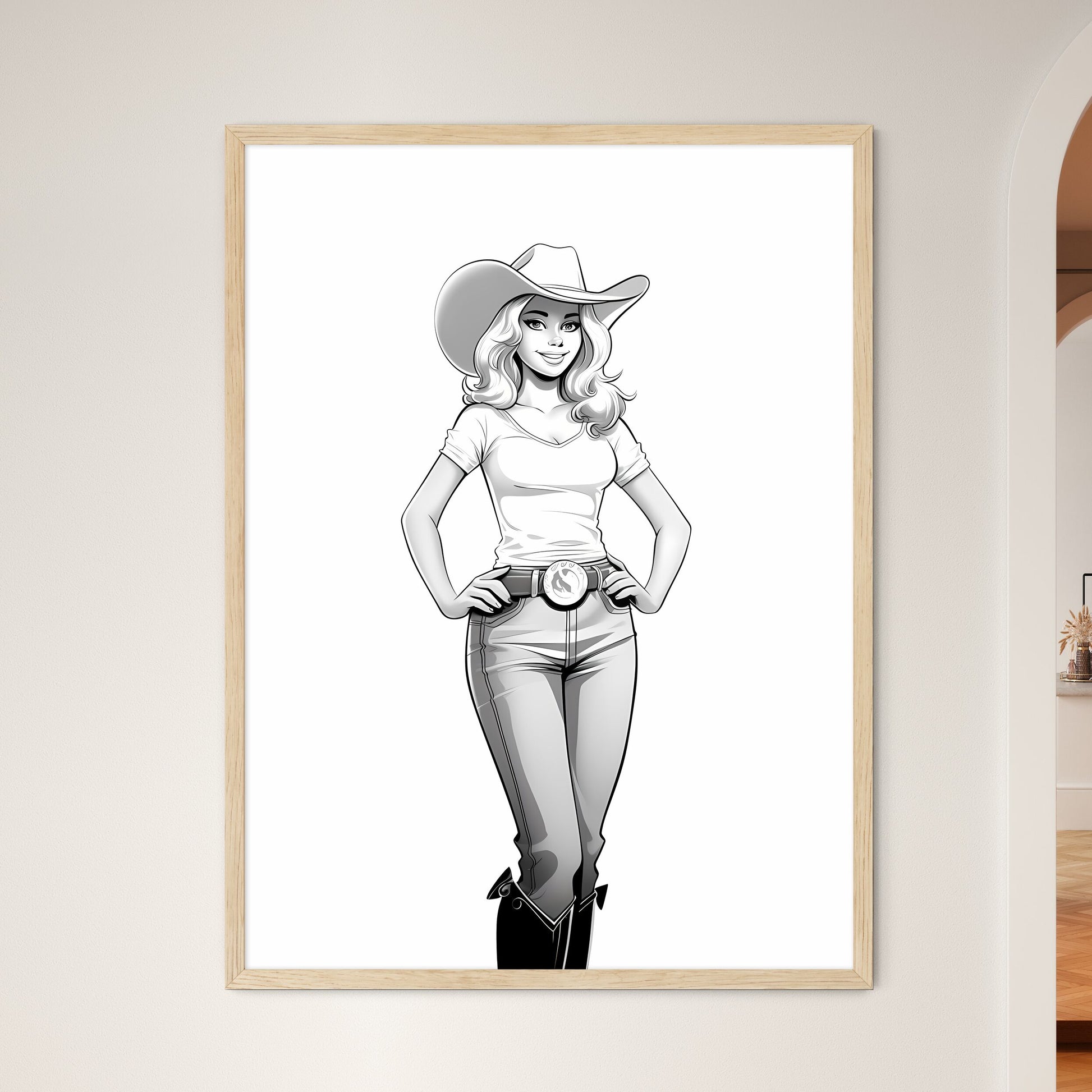 Woman Wearing A Cowboy Hat Art Print Default Title