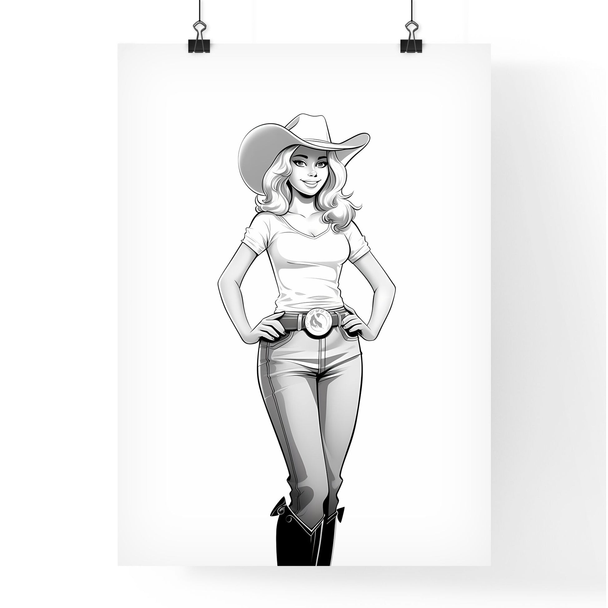 Woman Wearing A Cowboy Hat Art Print Default Title