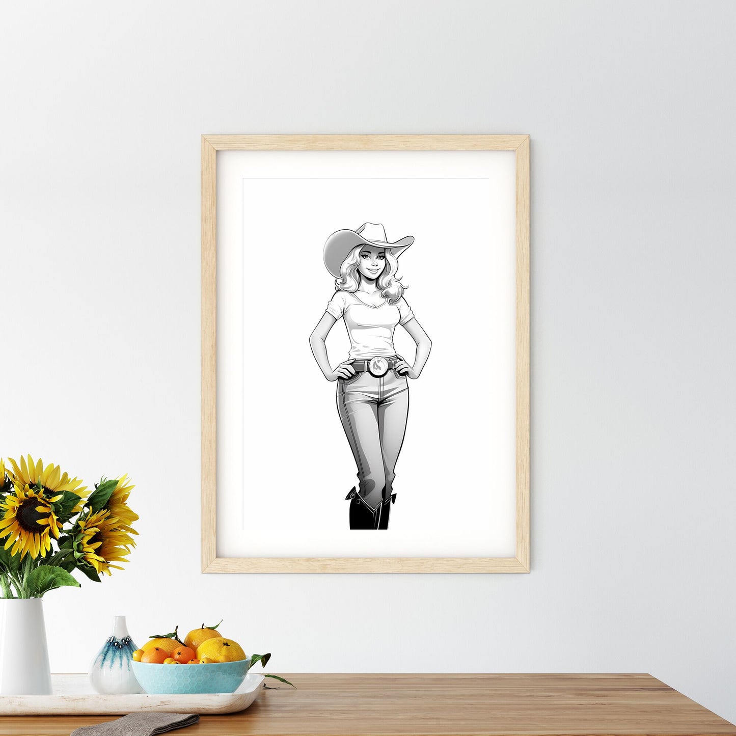 Woman Wearing A Cowboy Hat Art Print Default Title