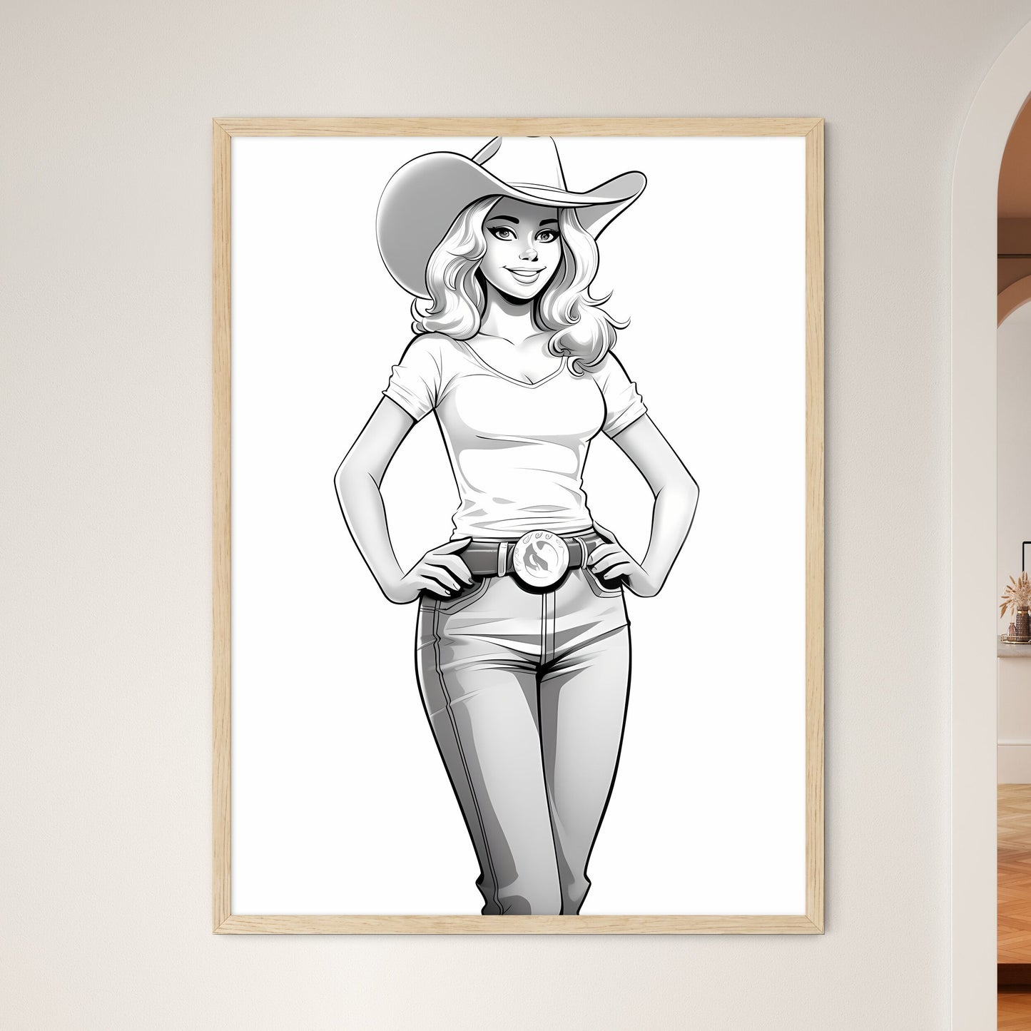 Woman In A Cowboy Hat Art Print Default Title