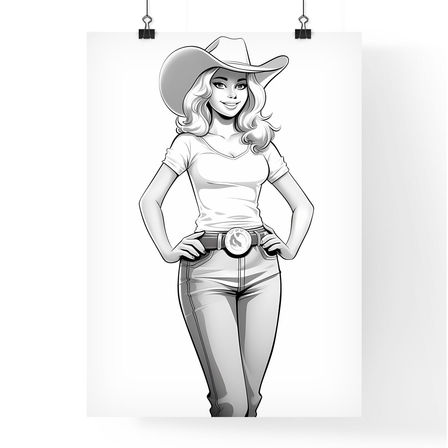 Woman In A Cowboy Hat Art Print Default Title