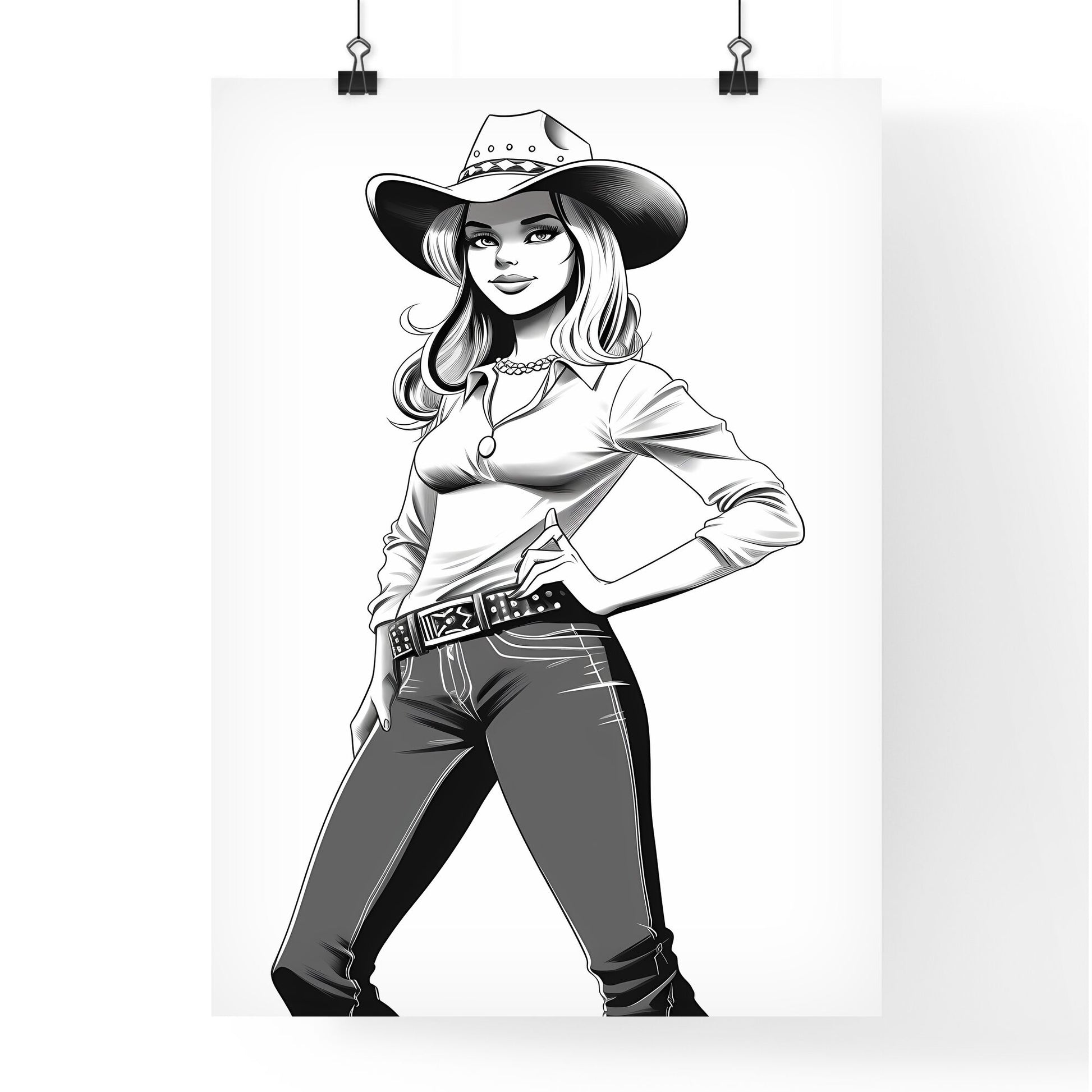 Woman In A Cowboy Hat Art Print Default Title