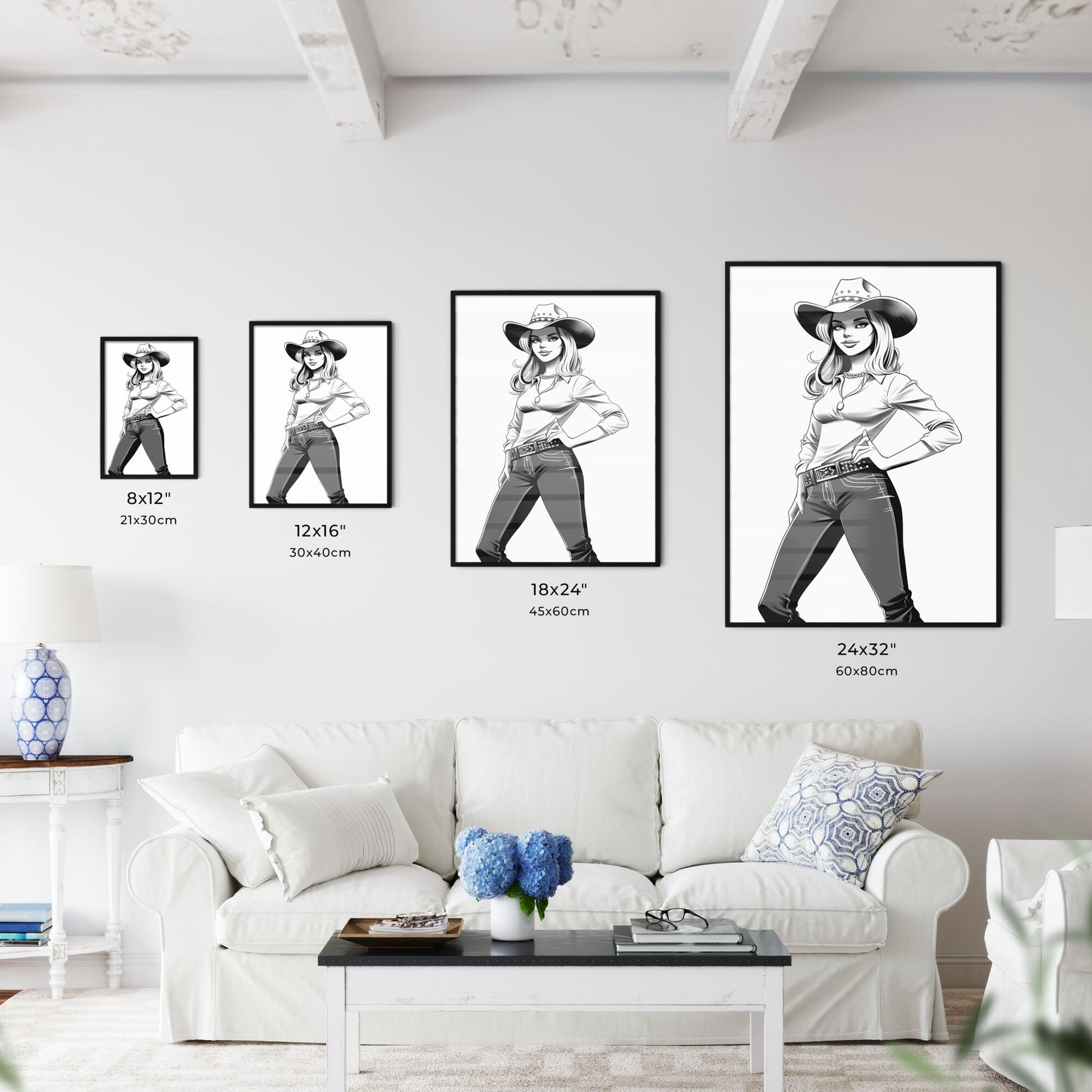 Woman In A Cowboy Hat Art Print Default Title