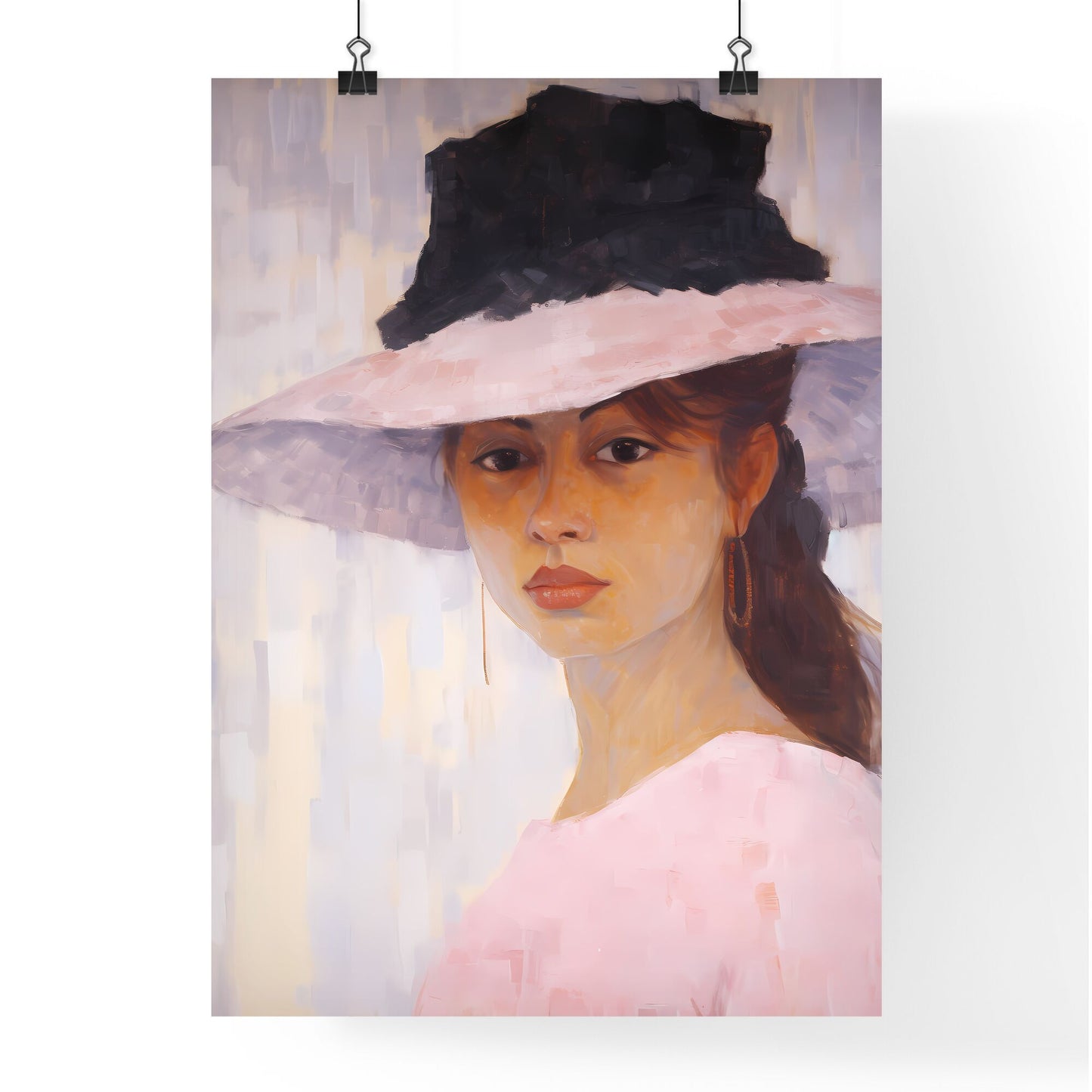 Painting Of A Woman Wearing A Hat Art Print Default Title