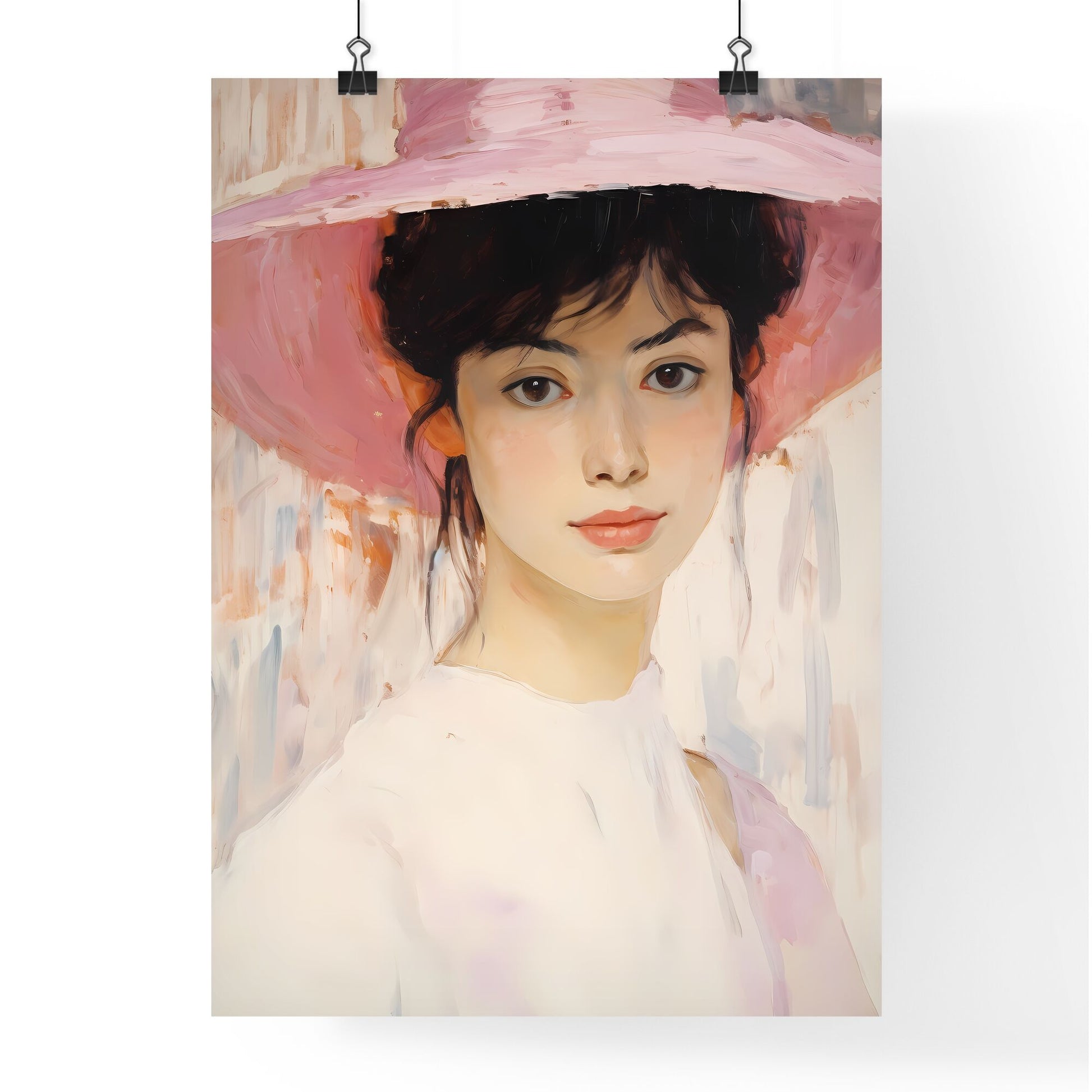 Painting Of A Woman Wearing A Pink Hat Art Print Default Title