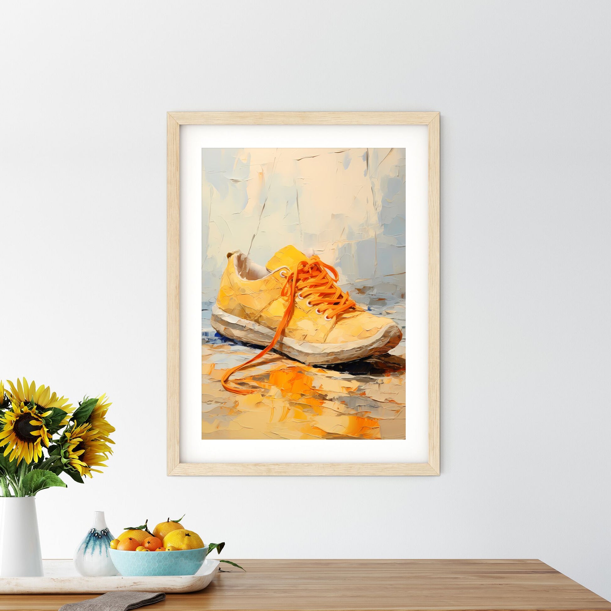 Yellow Shoe With Orange Laces Art Print Default Title