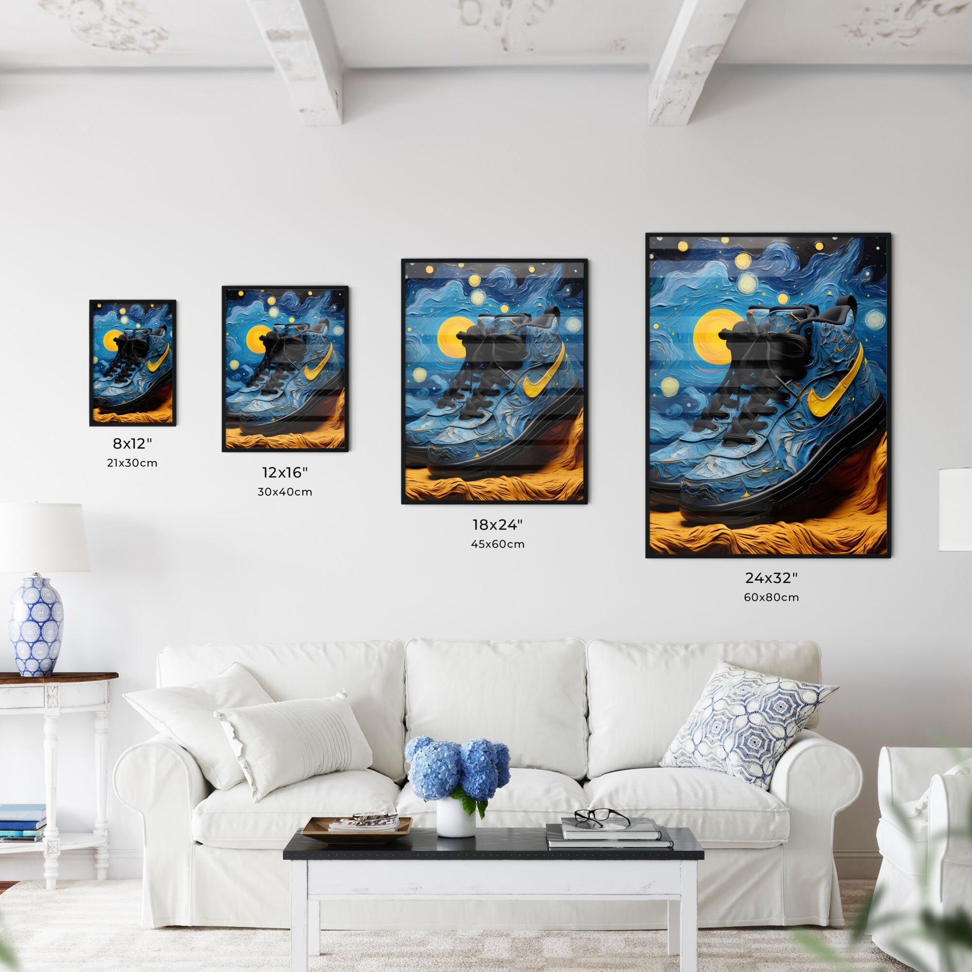 Pair Of Blue And Yellow Shoes Art Print Default Title