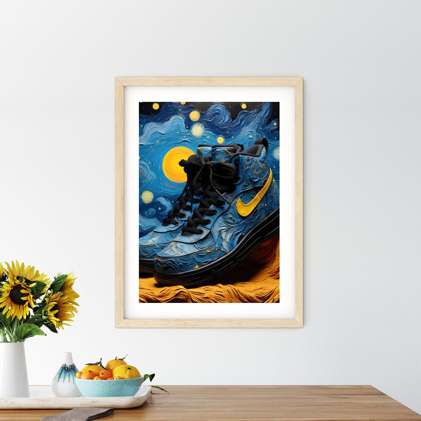 Pair Of Blue And Yellow Shoes Art Print Default Title