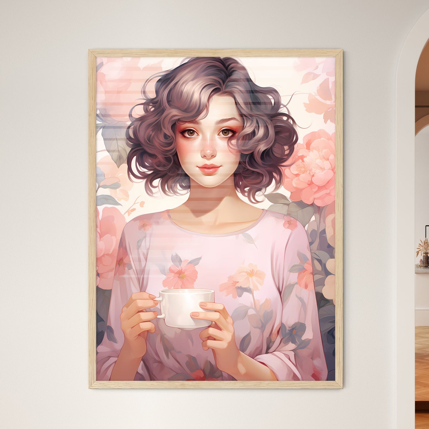 Woman Holding A Cup Art Print Default Title