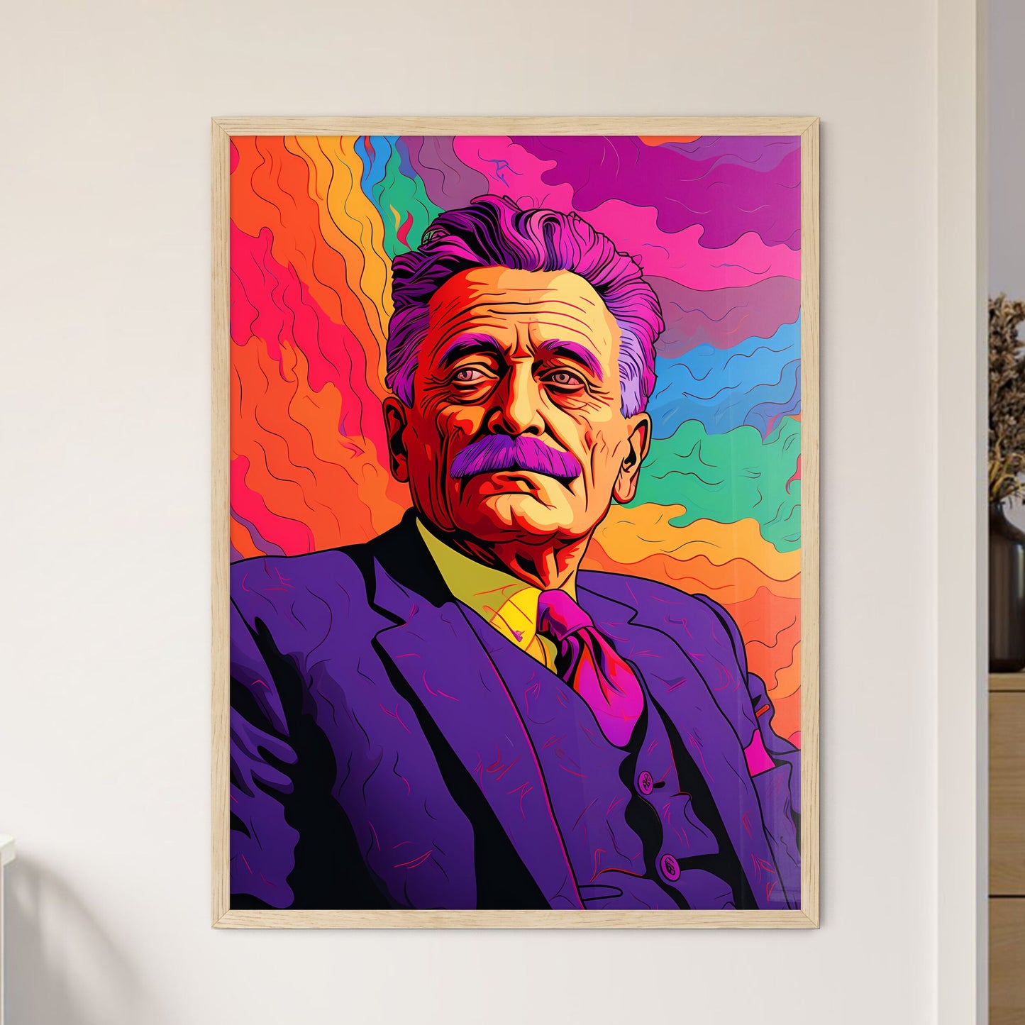 Man With A Mustache And Purple Suit Art Print Default Title