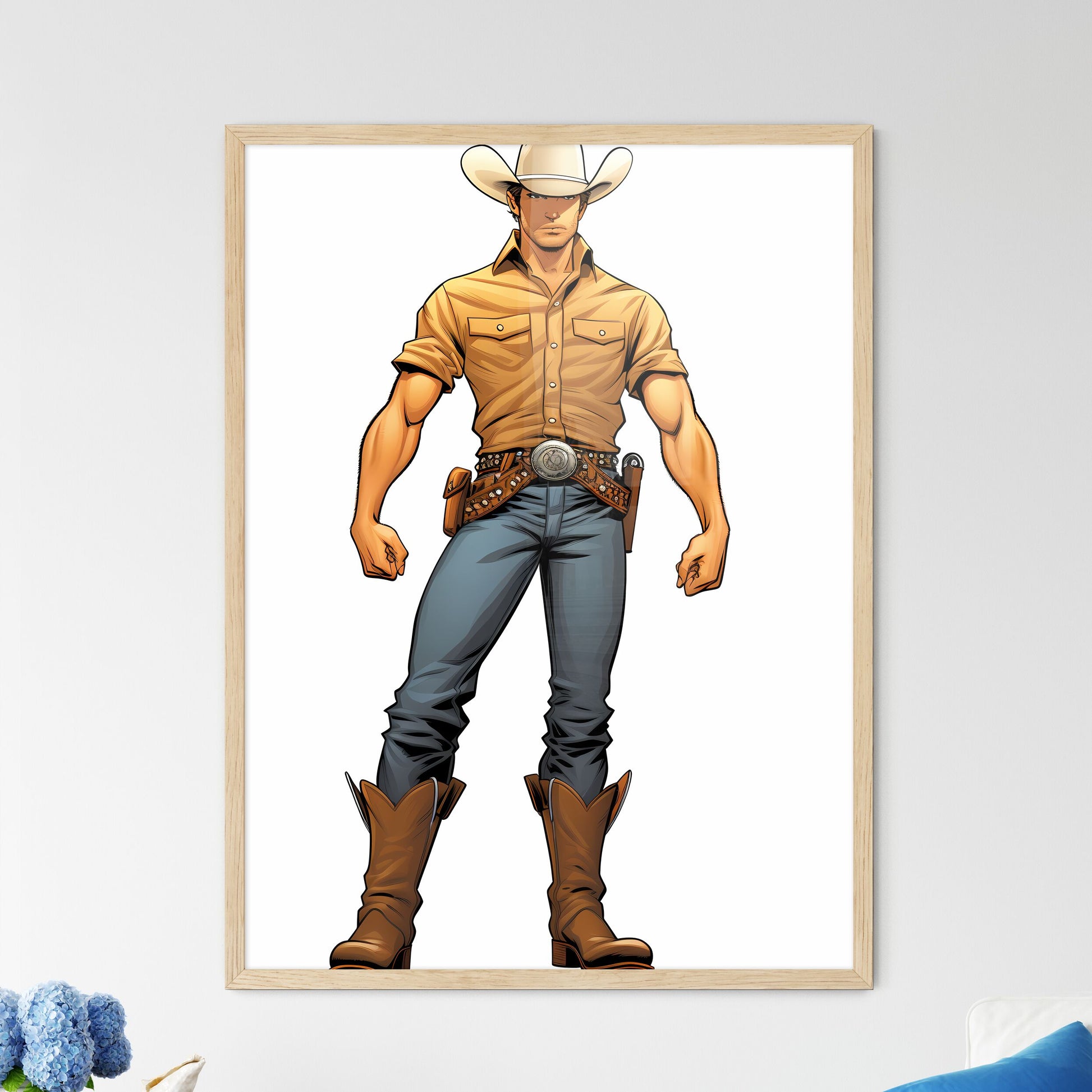 Cartoon Of A Cowboy Art Print Default Title