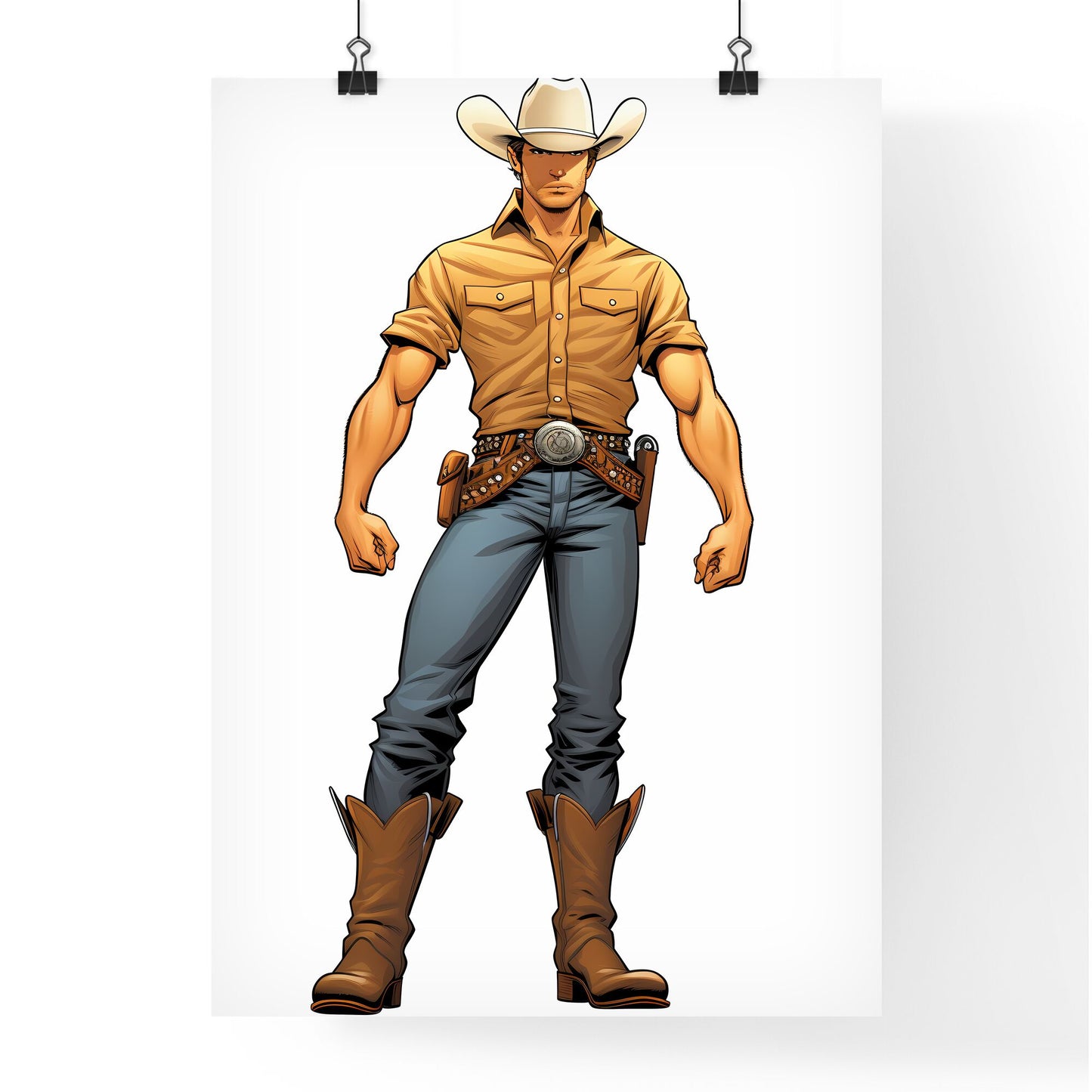 Cartoon Of A Cowboy Art Print Default Title