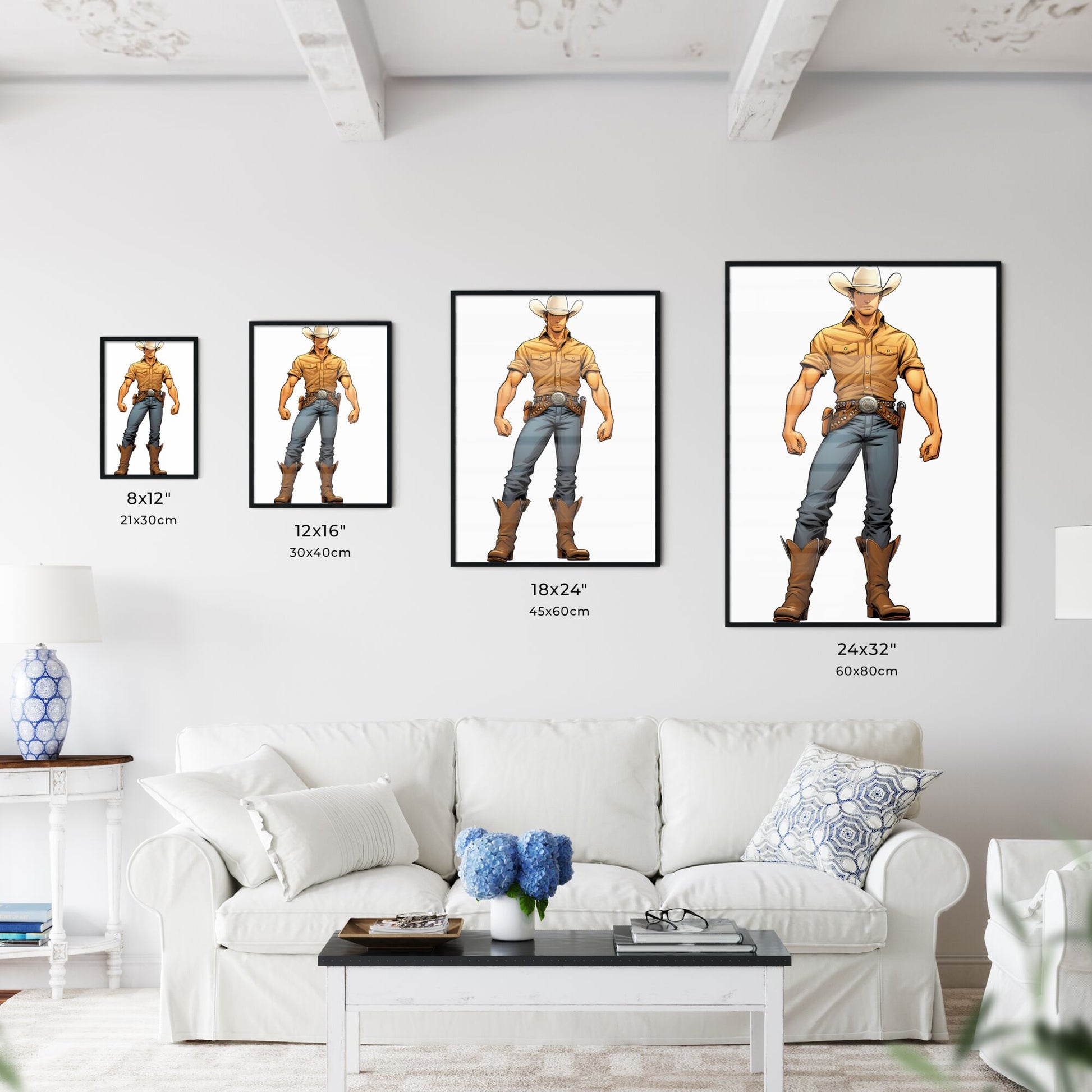 Cartoon Of A Cowboy Art Print Default Title