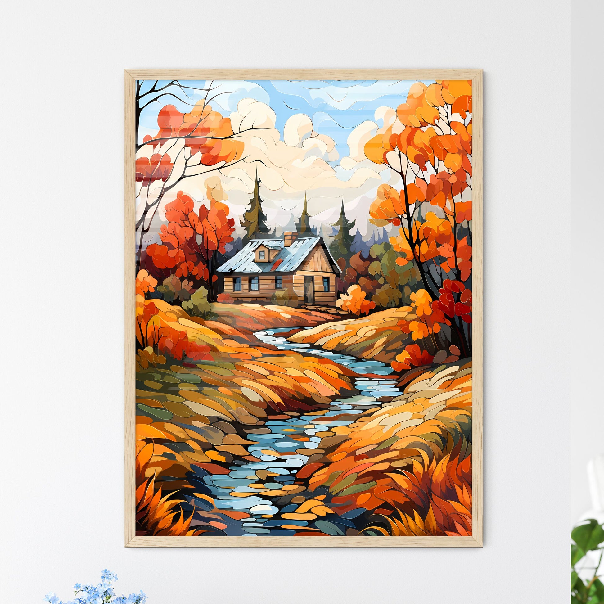 Painting Of A House By A Stream Art Print Default Title