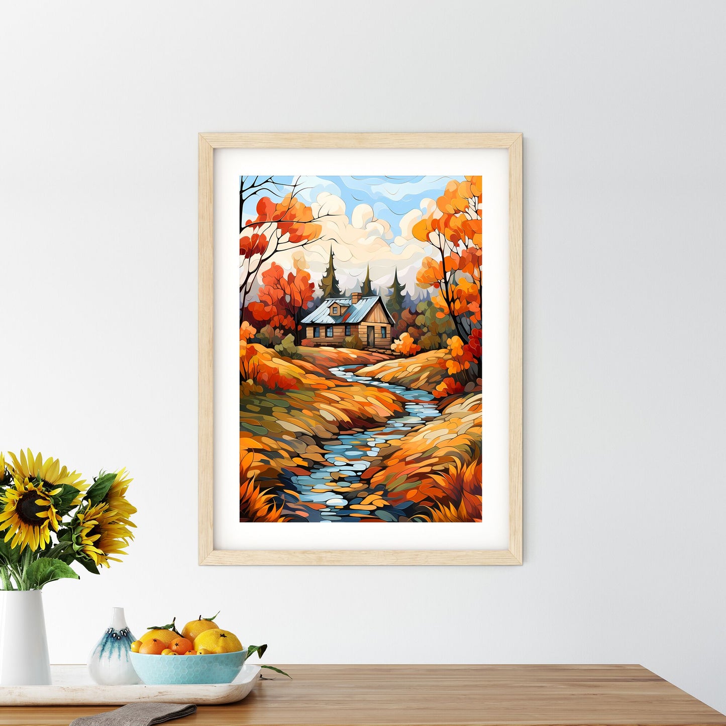 Painting Of A House By A Stream Art Print Default Title