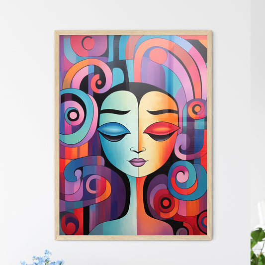 Painting Of A Woman With Colorful Swirls Art - Framed Art Print
