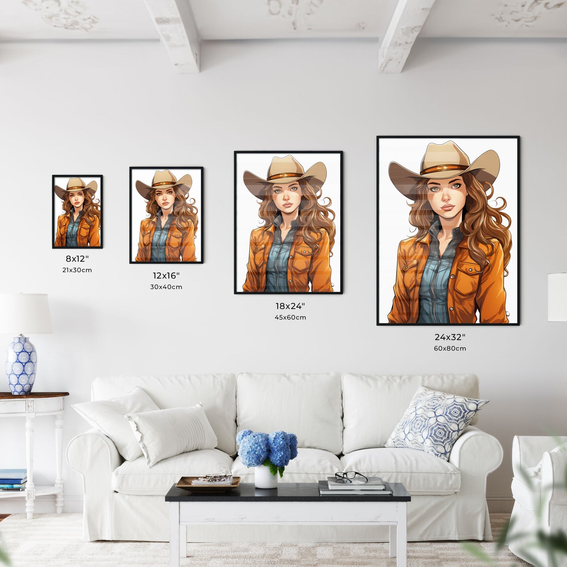 Woman Wearing A Cowboy Hat Art Print Default Title