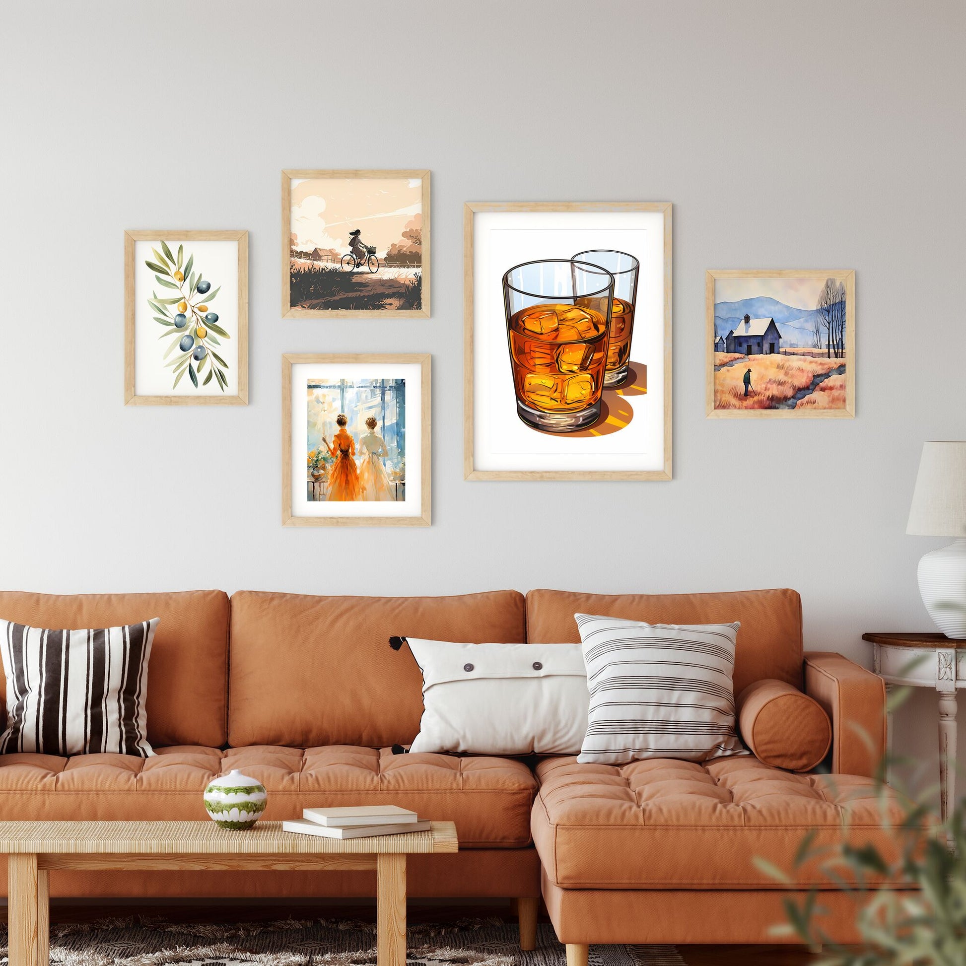 Two Glasses Of Amber Liquid With Ice Cubes Art Print Default Title