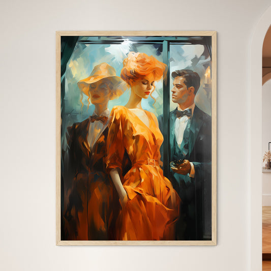 Painting Of A Woman In An Orange Dress And A Man In A Suit Art Print Default Title