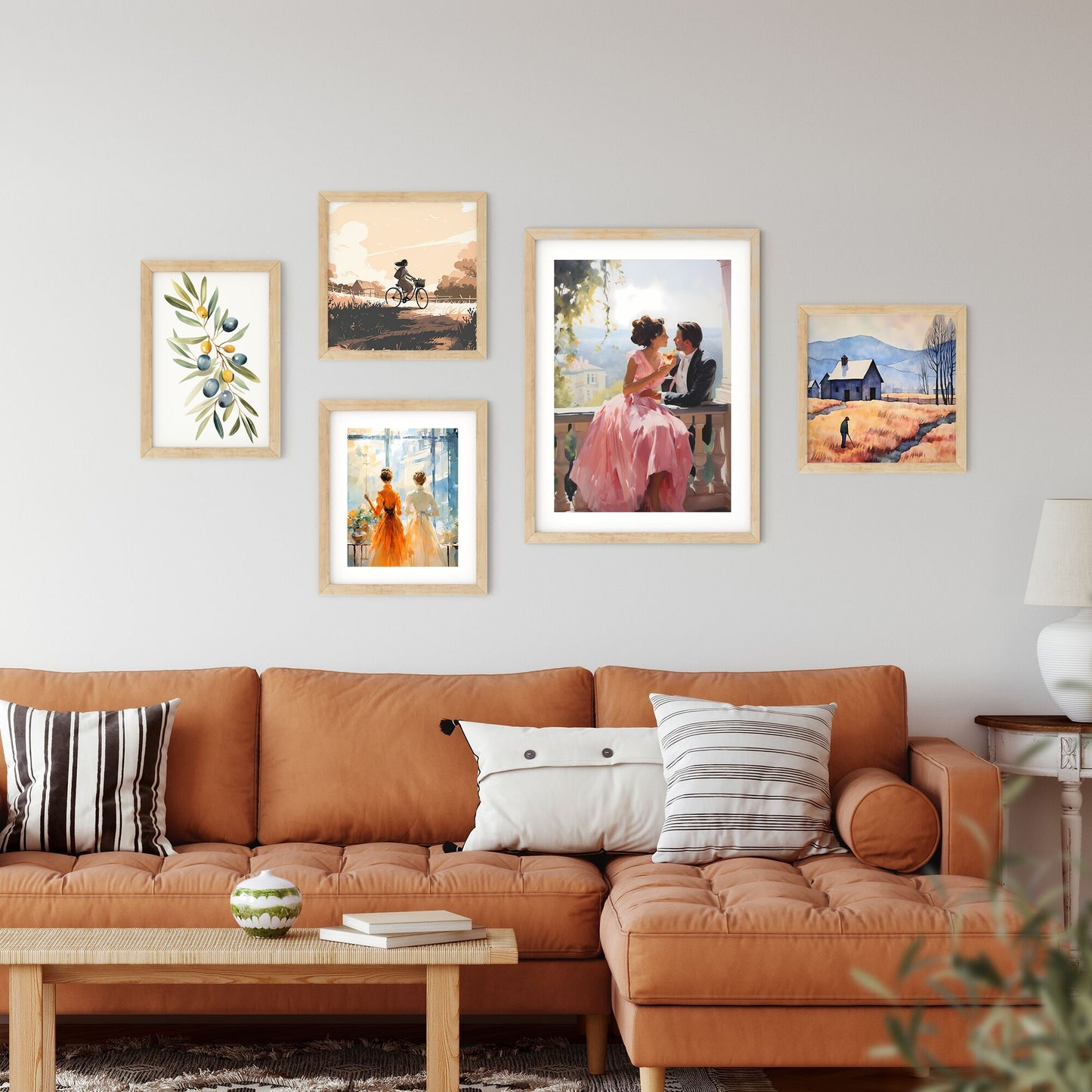 Man And Woman Sitting On A Balcony With A Glass Of Wine Art Print Default Title