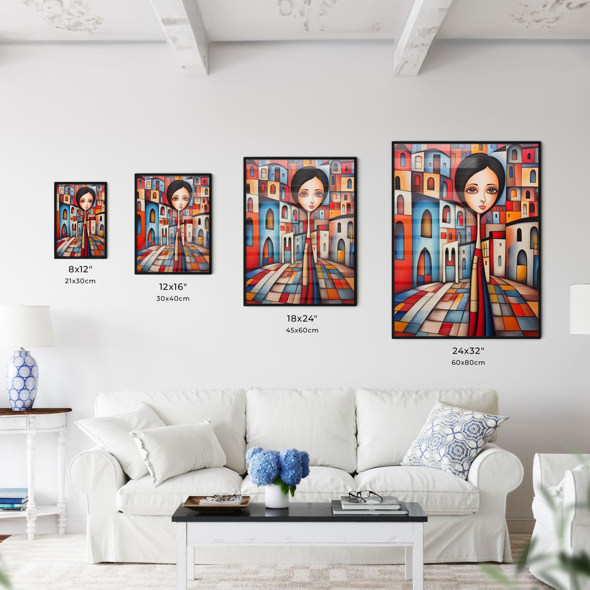 A Painting Of A Woman In A City Art Print Default Title