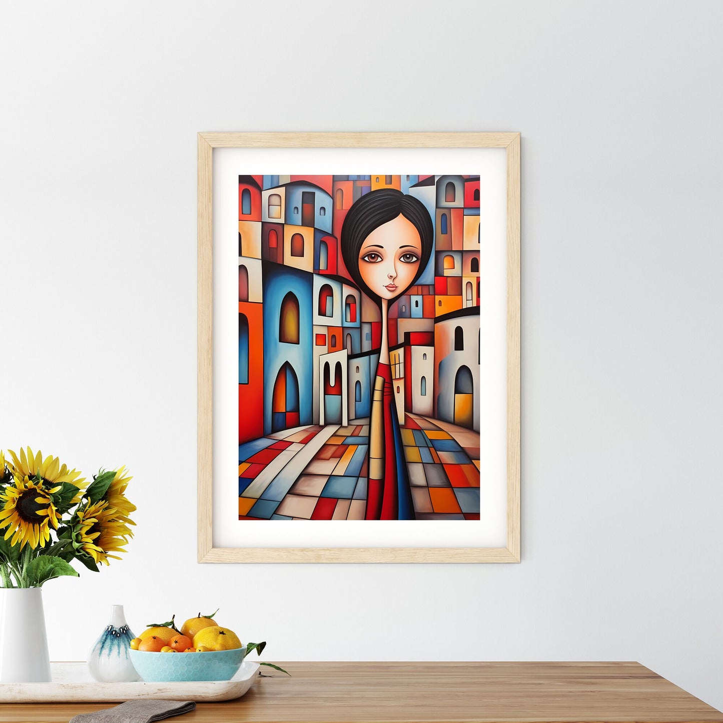 A Painting Of A Woman In A City Art Print Default Title