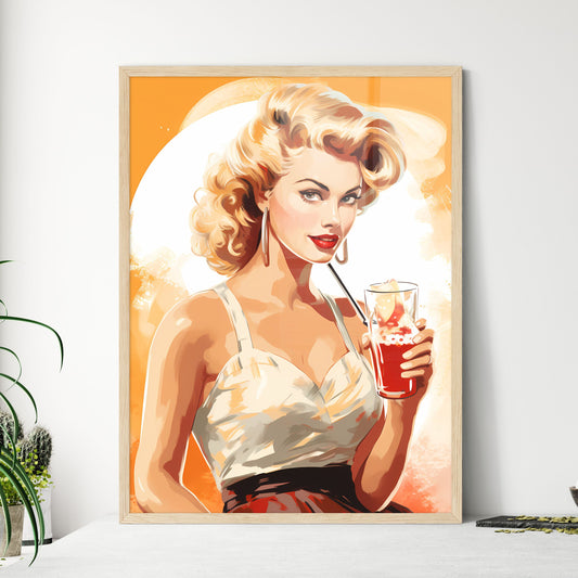 A Woman Holding A Drink Art Print Default Title
