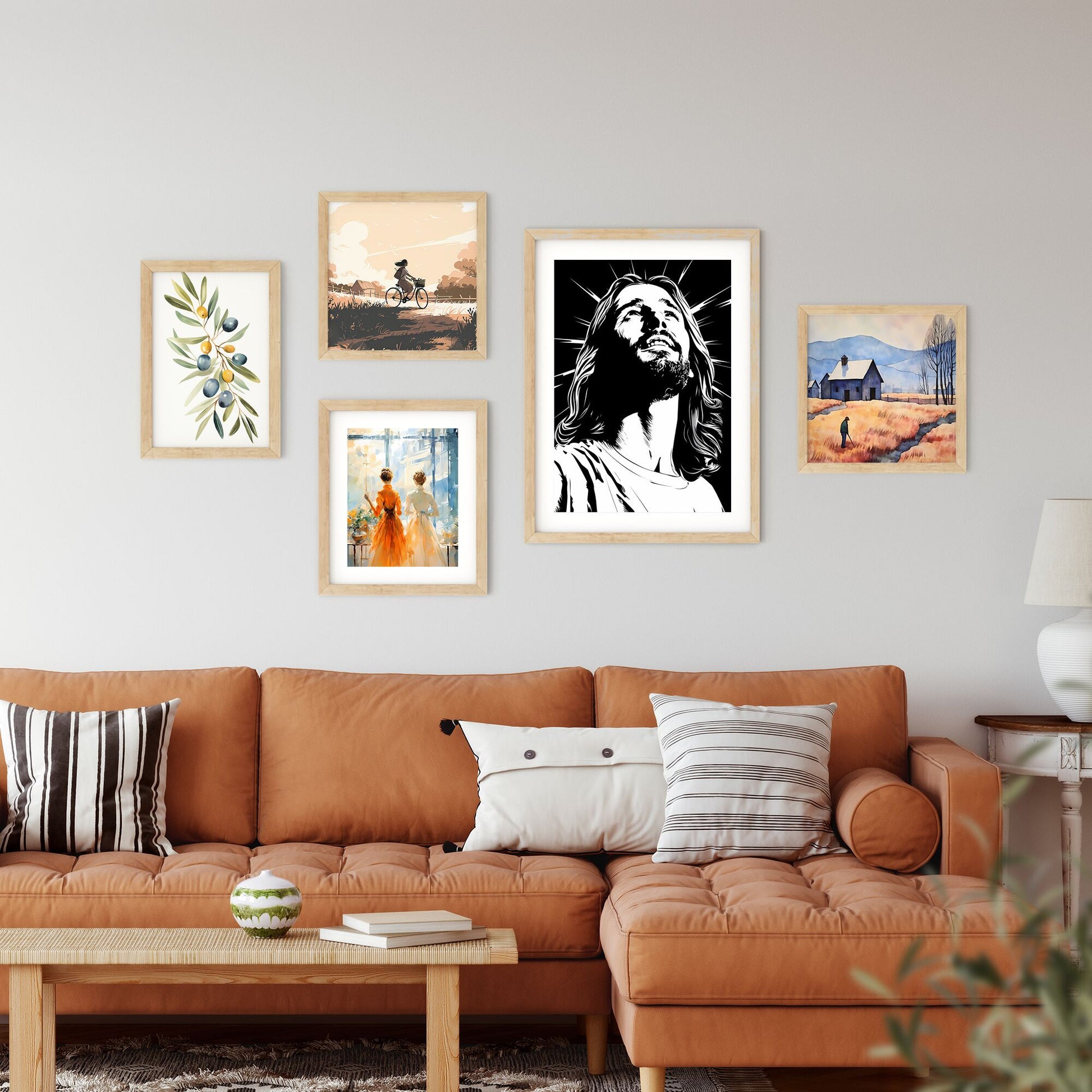 A Man With Long Hair And Beard Looking Up Art Print Default Title