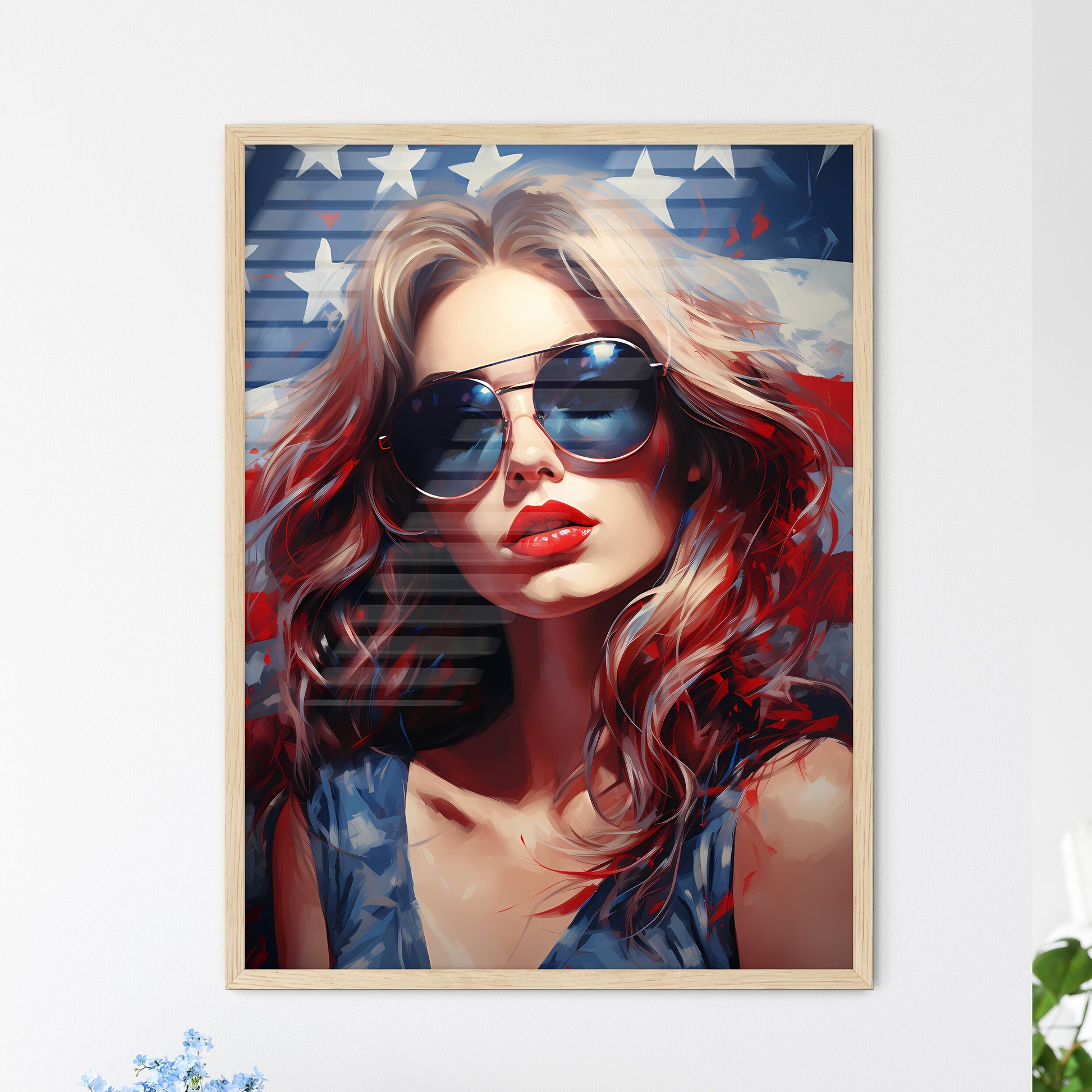 A Woman Wearing Sunglasses And Red Lips Art Print Default Title