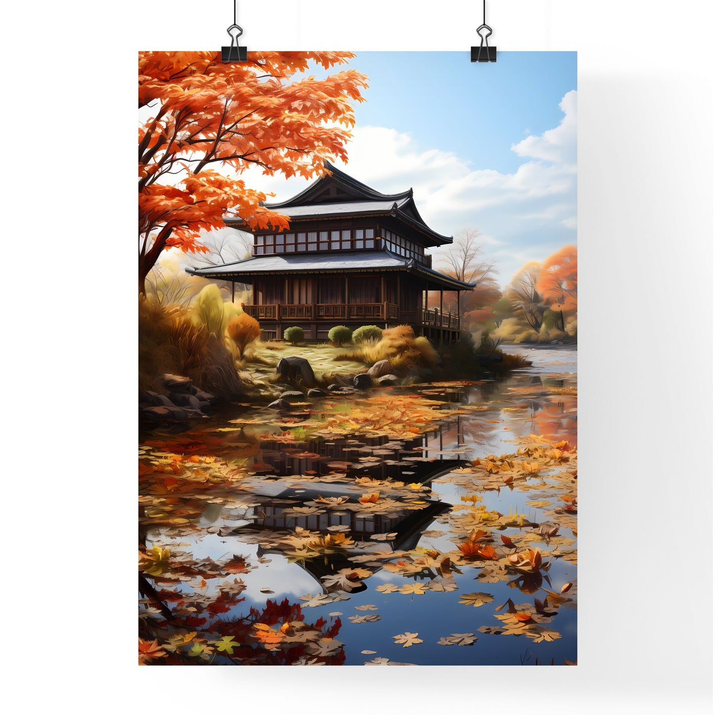 A Building Next To A Body Of Water Art Print Default Title