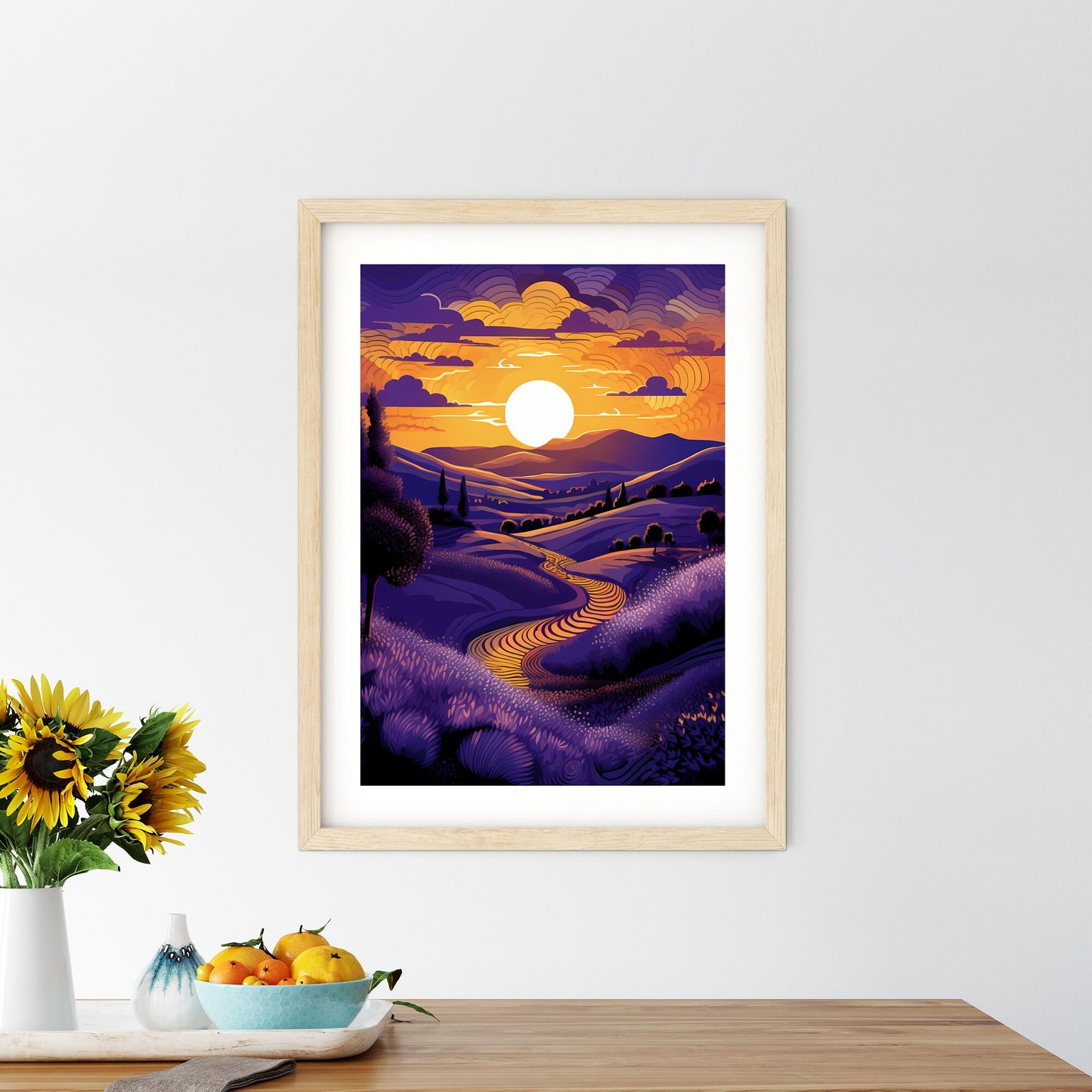 A Landscape With A Road And Trees Art Print Default Title